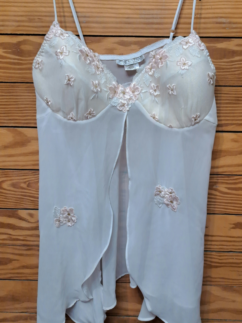 Cinema Etoile Vintage Embroidered Sheer  Lingerie Chemise Sz M Bride